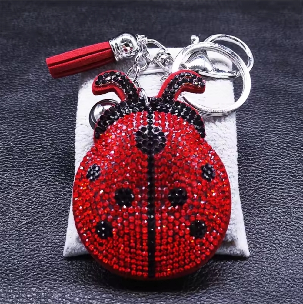 Ladybug Tassel Crystal Keychain Bag Charm For Women/men Accesories Jewelry
